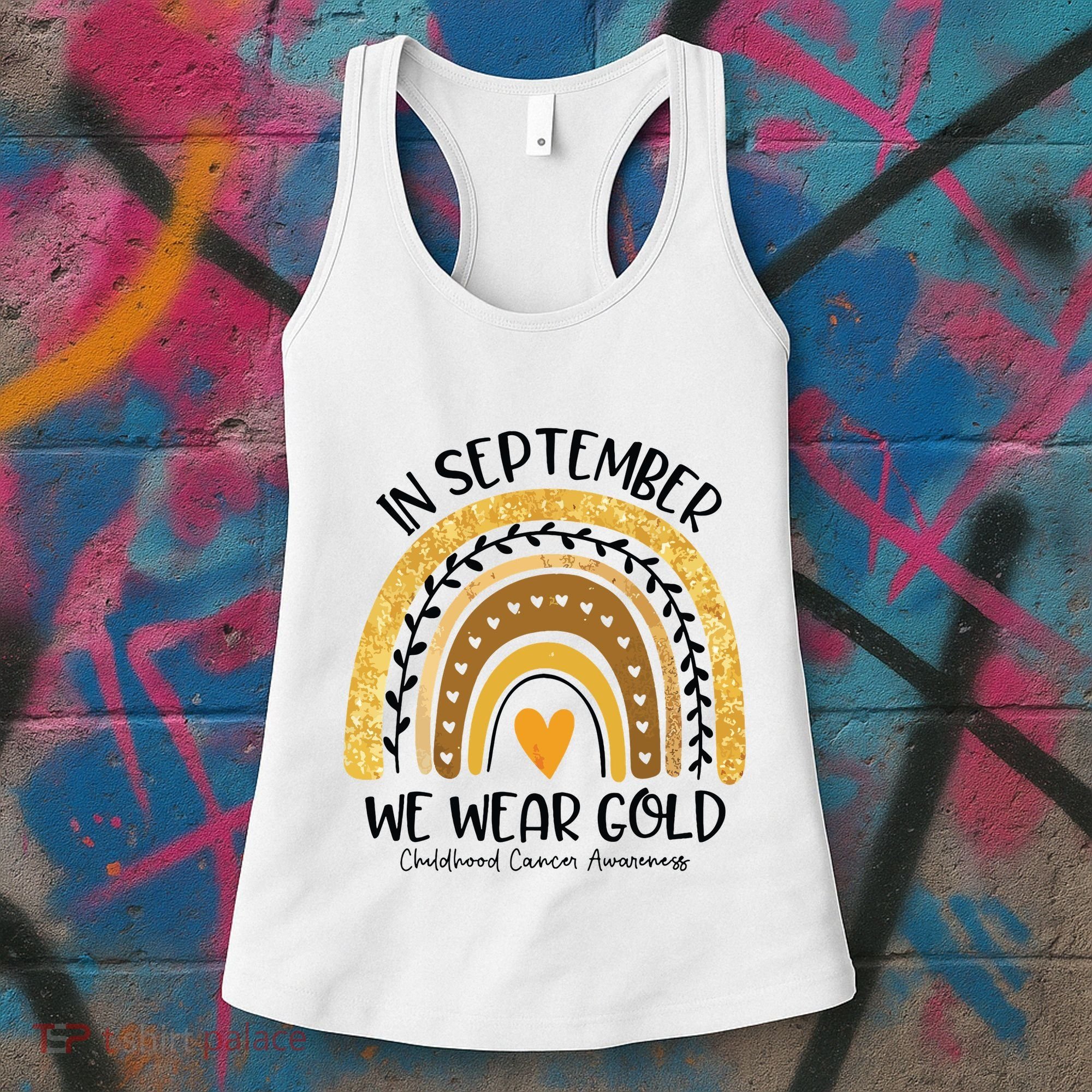 In September We Wear Gold Rainbow Childhood Cancer Awareness Women's Tank Top