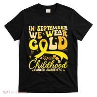 In September We Wear Gold Childhood Cancer Awareness Groovy T-Shirt thumb 0