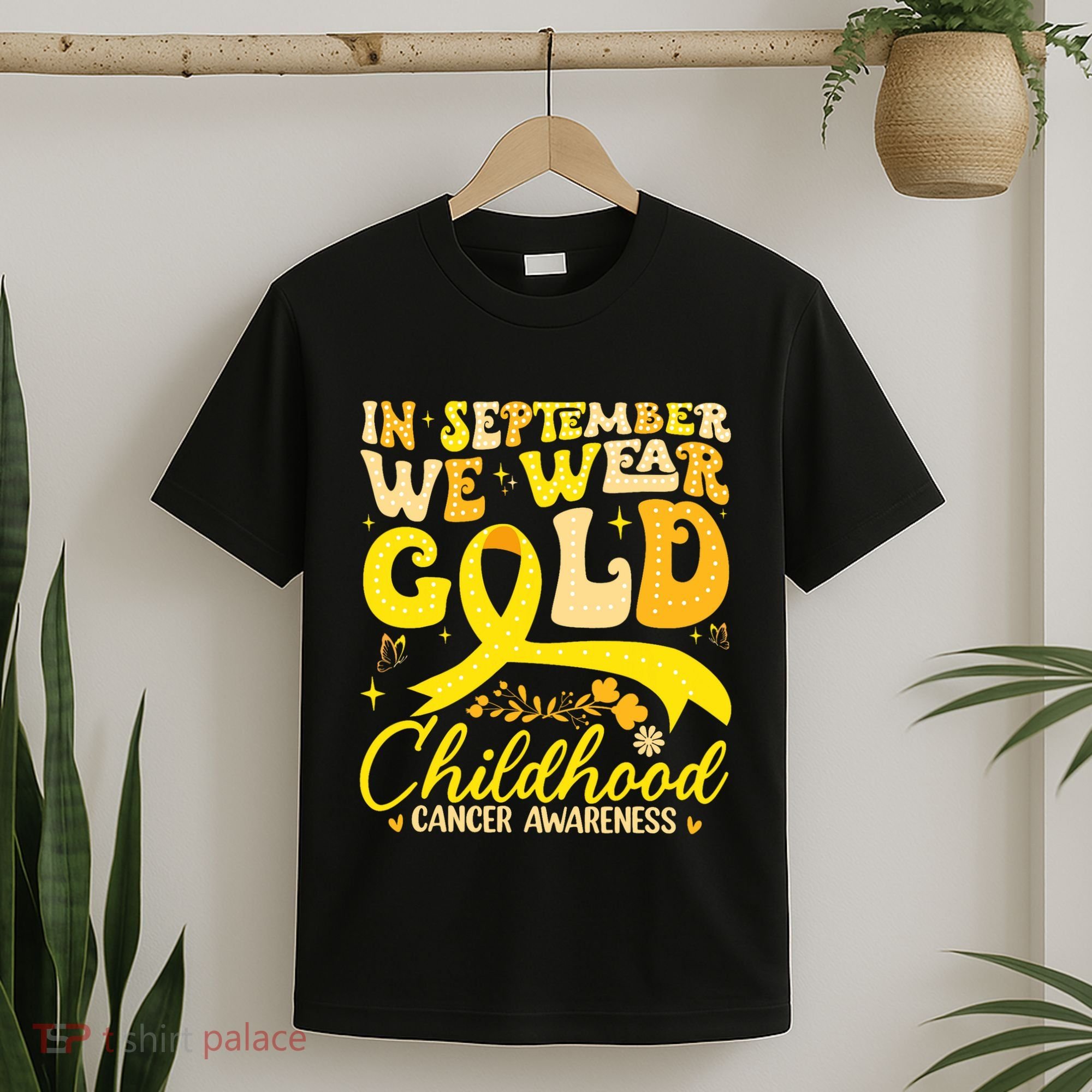 In September We Wear Gold Childhood Cancer Awareness Groovy T-Shirt