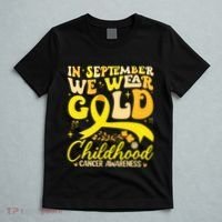 In September We Wear Gold Childhood Cancer Awareness Groovy T-Shirt thumb 5