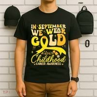 In September We Wear Gold Childhood Cancer Awareness Groovy T-Shirt thumb 6