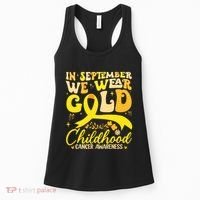 In September We Wear Gold Childhood Cancer Awareness Groovy Women's Tank Top thumb 0