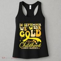 In September We Wear Gold Childhood Cancer Awareness Groovy Women's Tank Top thumb 3