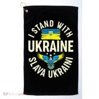 I Stand With Ukraine Slava Ukraini Golf Towel thumb 0