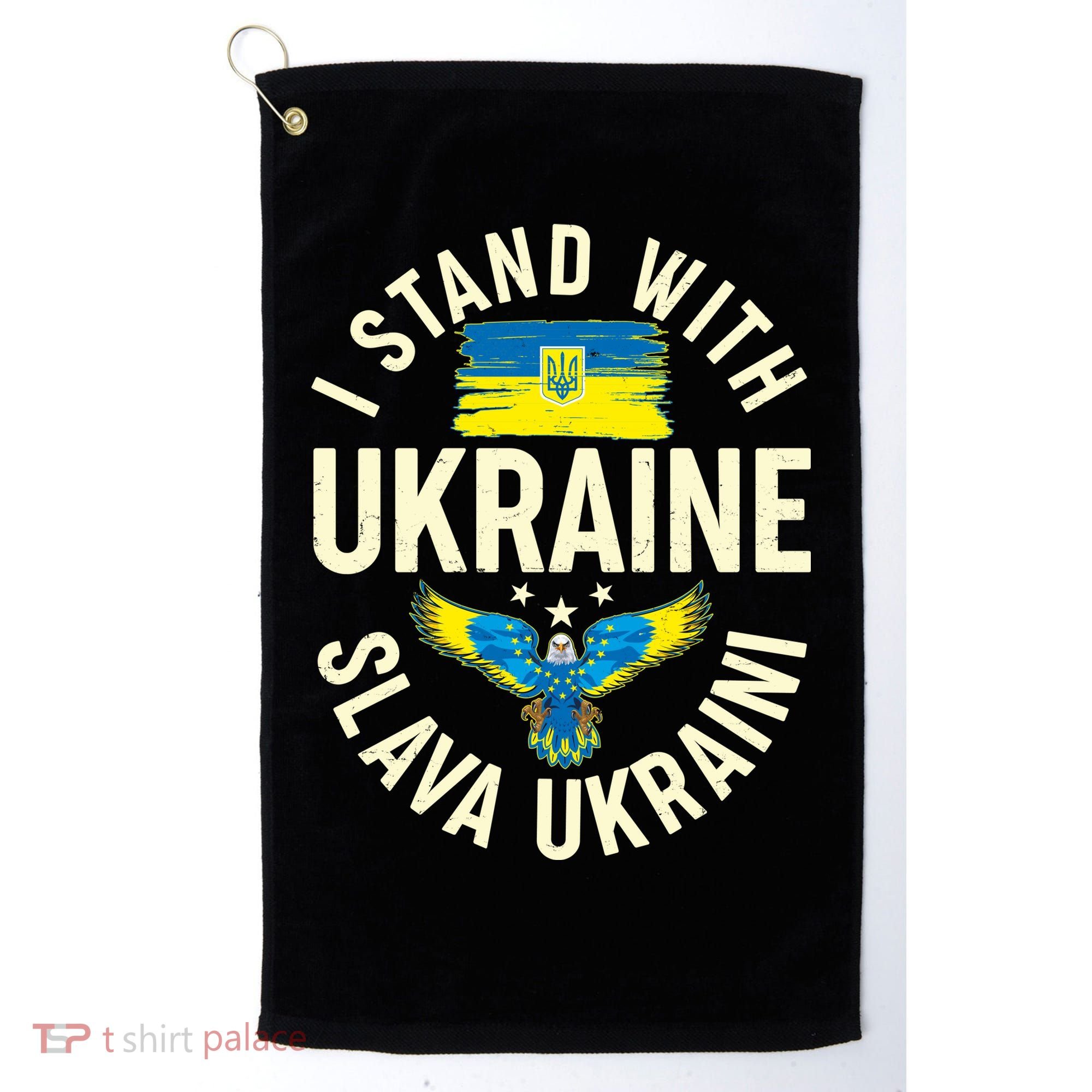 I Stand With Ukraine Slava Ukraini Golf Towel