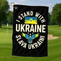 I Stand With Ukraine Slava Ukraini Golf Towel thumb 1