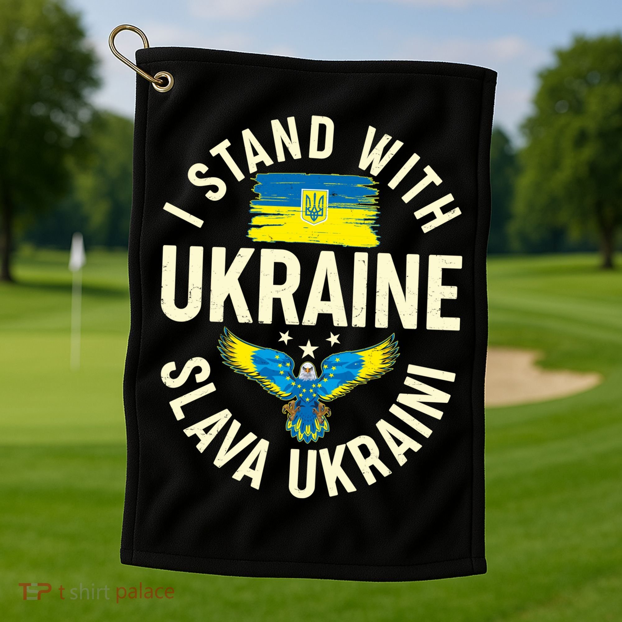 I Stand With Ukraine Slava Ukraini Golf Towel