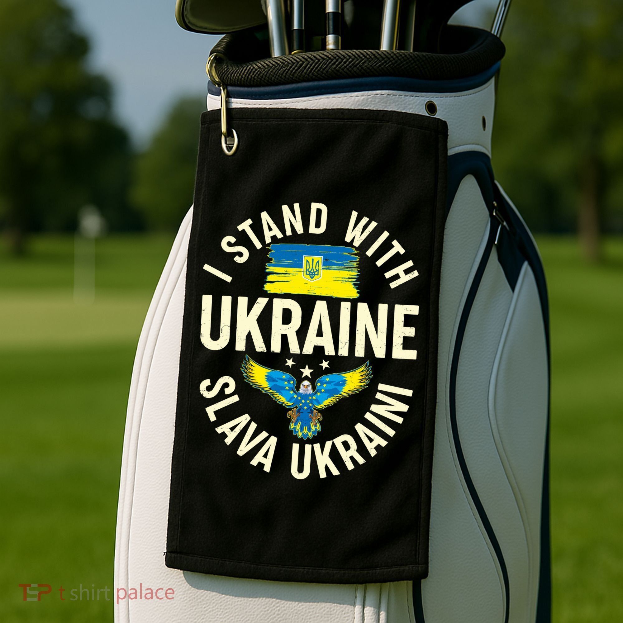 I Stand With Ukraine Slava Ukraini Golf Towel