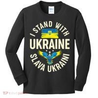 I Stand With Ukraine Slava Ukraini Kids Long Sleeve Shirt thumb 0