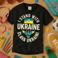I Stand With Ukraine Slava Ukraini Kids T-Shirt thumb 3