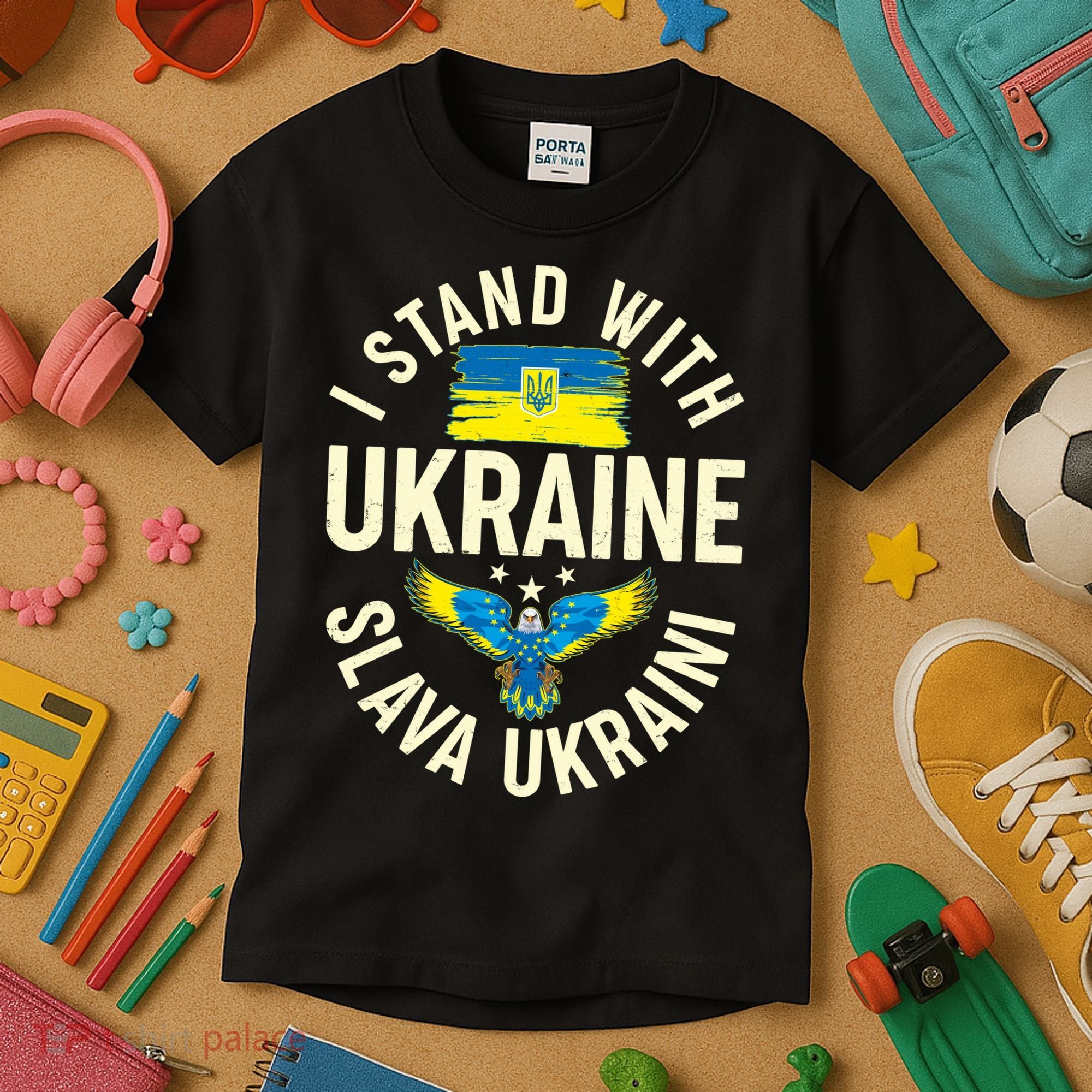I Stand With Ukraine Slava Ukraini Kids T-Shirt