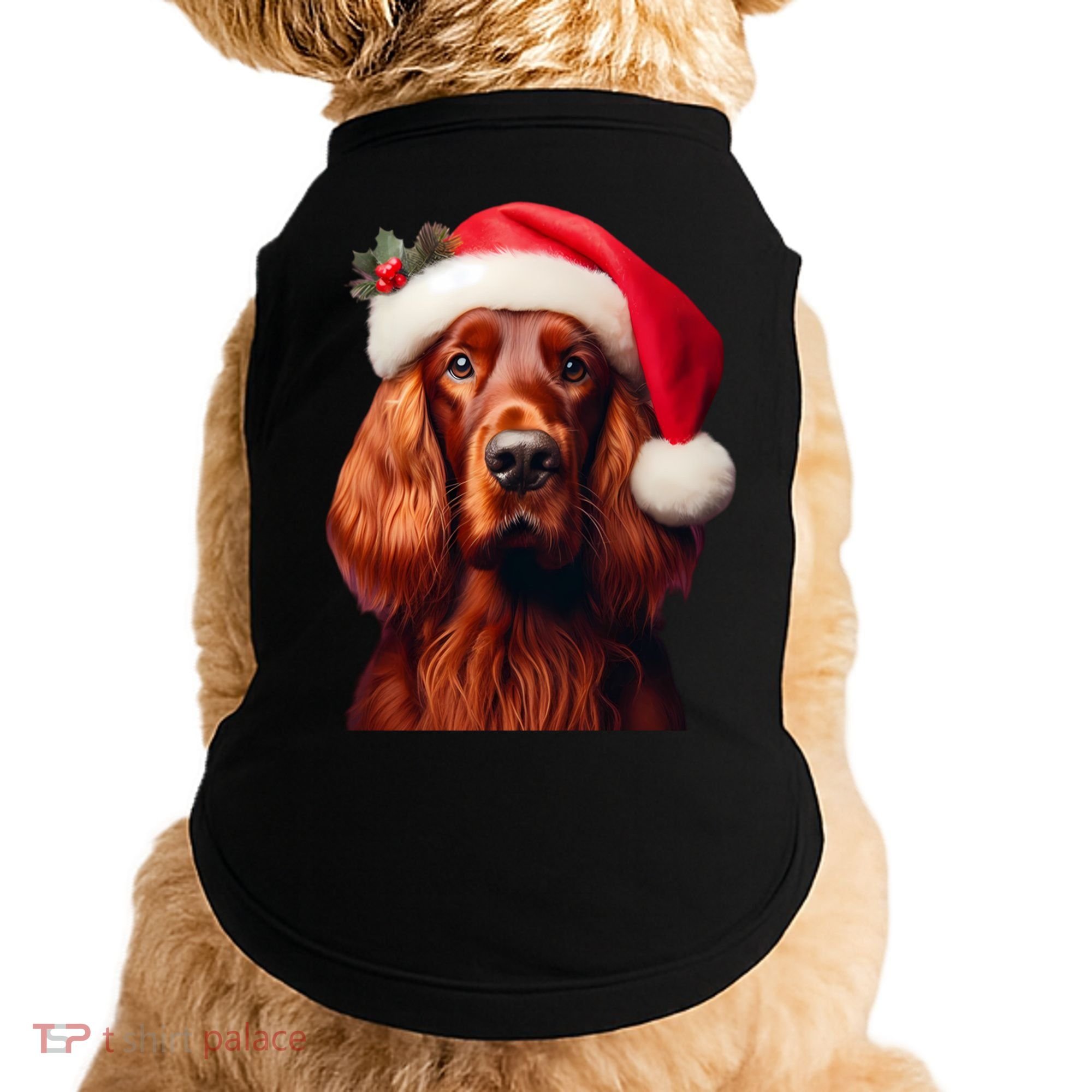 Irish Setter With Santa Hat Christmas Dog Owner Lover Mom Gift Doggie Tank