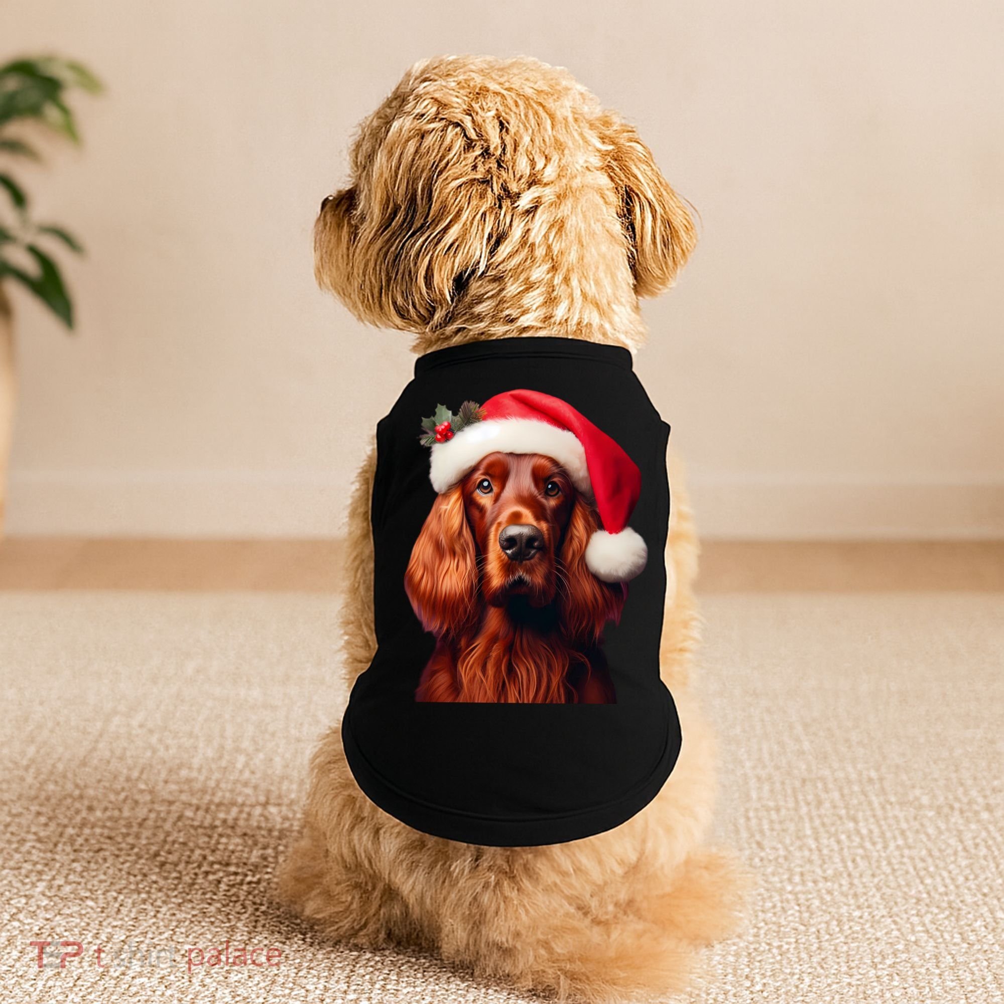 Irish Setter With Santa Hat Christmas Dog Owner Lover Mom Gift Doggie Tank