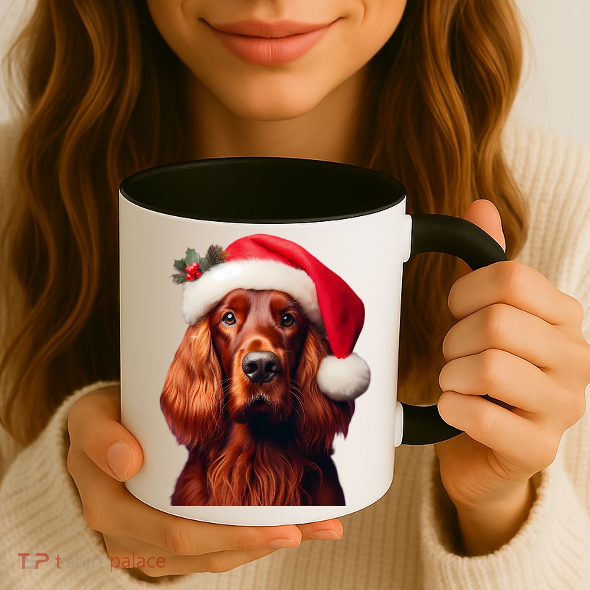 Irish Setter With Santa Hat Christmas Dog Owner Lover Mom Gift Coffee Mug
