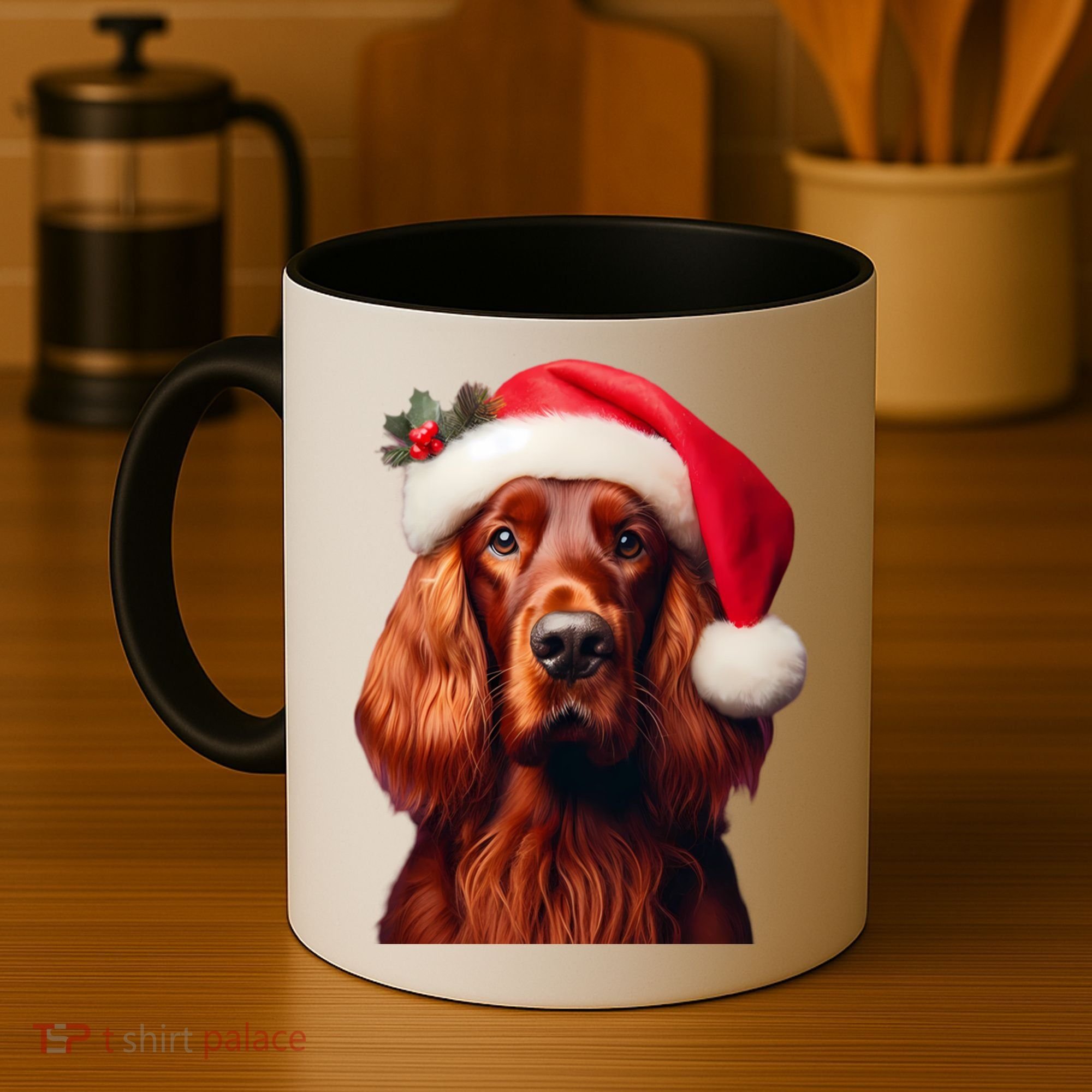 Irish Setter With Santa Hat Christmas Dog Owner Lover Mom Gift Coffee Mug