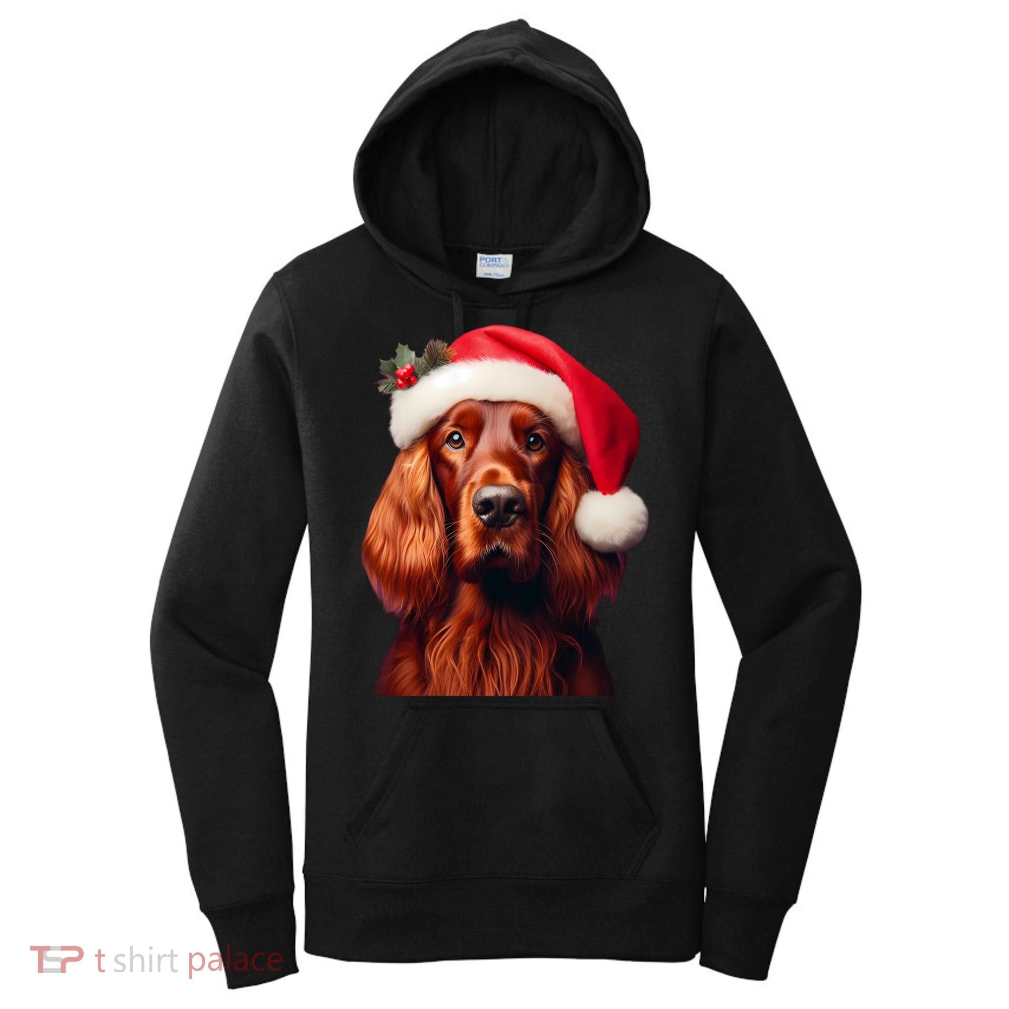Irish Setter With Santa Hat Christmas Dog Owner Lover Mom Gift Women's Hoodie