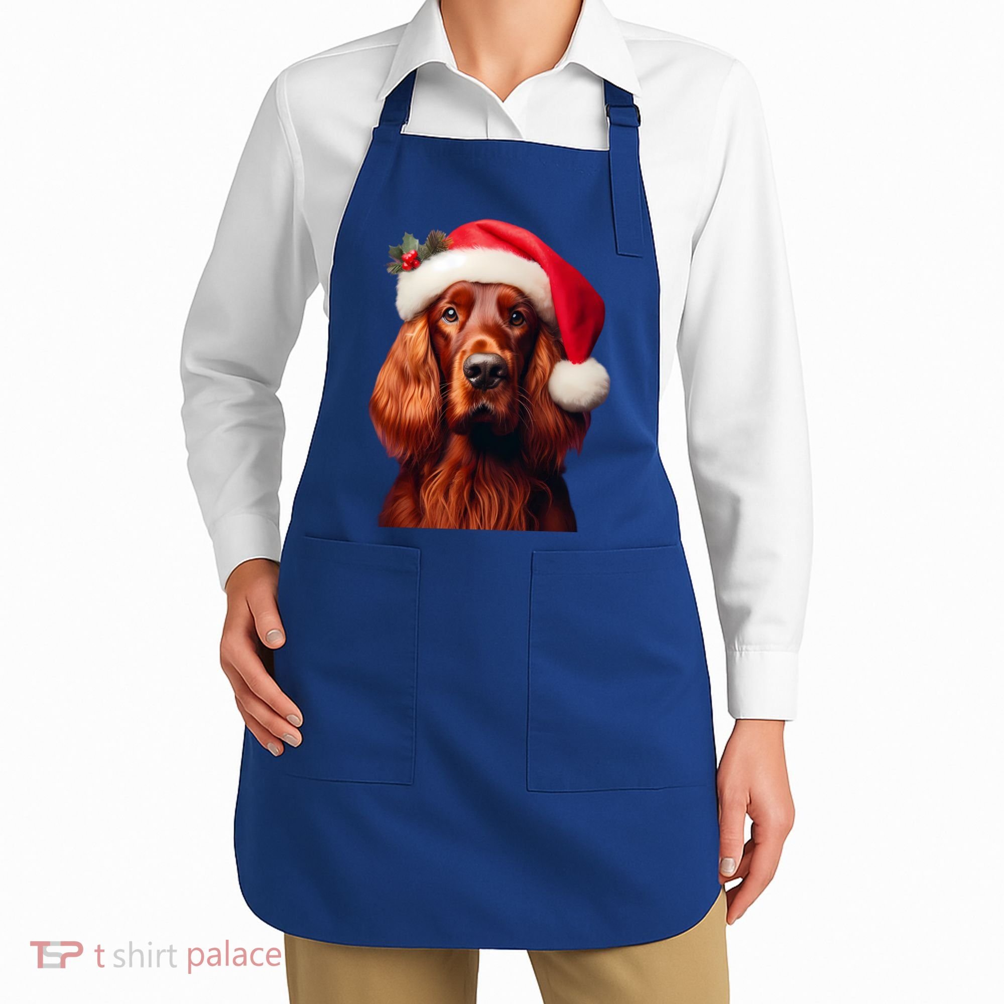 Irish Setter With Santa Hat Christmas Dog Owner Lover Mom Gift Apron