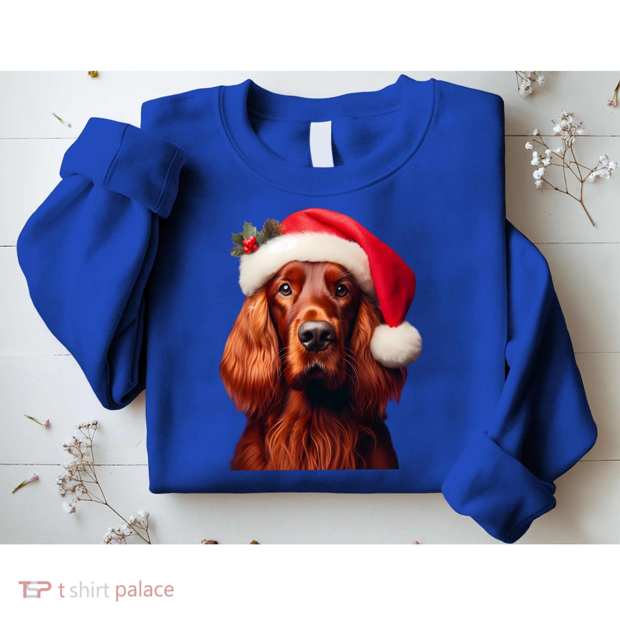 Irish Setter With Santa Hat Christmas Dog Owner Lover Mom Gift Sweatshirt