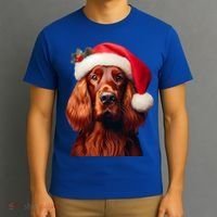 Irish Setter With Santa Hat Christmas Dog Owner Lover Mom Gift T-Shirt thumb 3