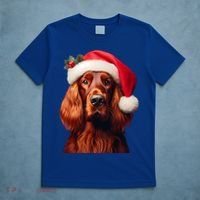 Irish Setter With Santa Hat Christmas Dog Owner Lover Mom Gift T-Shirt thumb 5