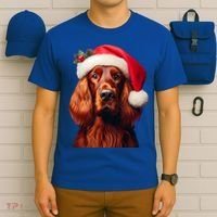 Irish Setter With Santa Hat Christmas Dog Owner Lover Mom Gift T-Shirt thumb 6