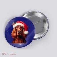 Irish Setter With Santa Hat Christmas Dog Owner Lover Mom Gift Button thumb 0