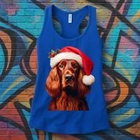 Irish Setter With Santa Hat Christmas Dog Owner Lover Mom Gift Women's Tank Top thumb 3