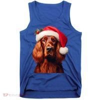 Irish Setter With Santa Hat Christmas Dog Owner Lover Mom Gift Tank Top thumb 0