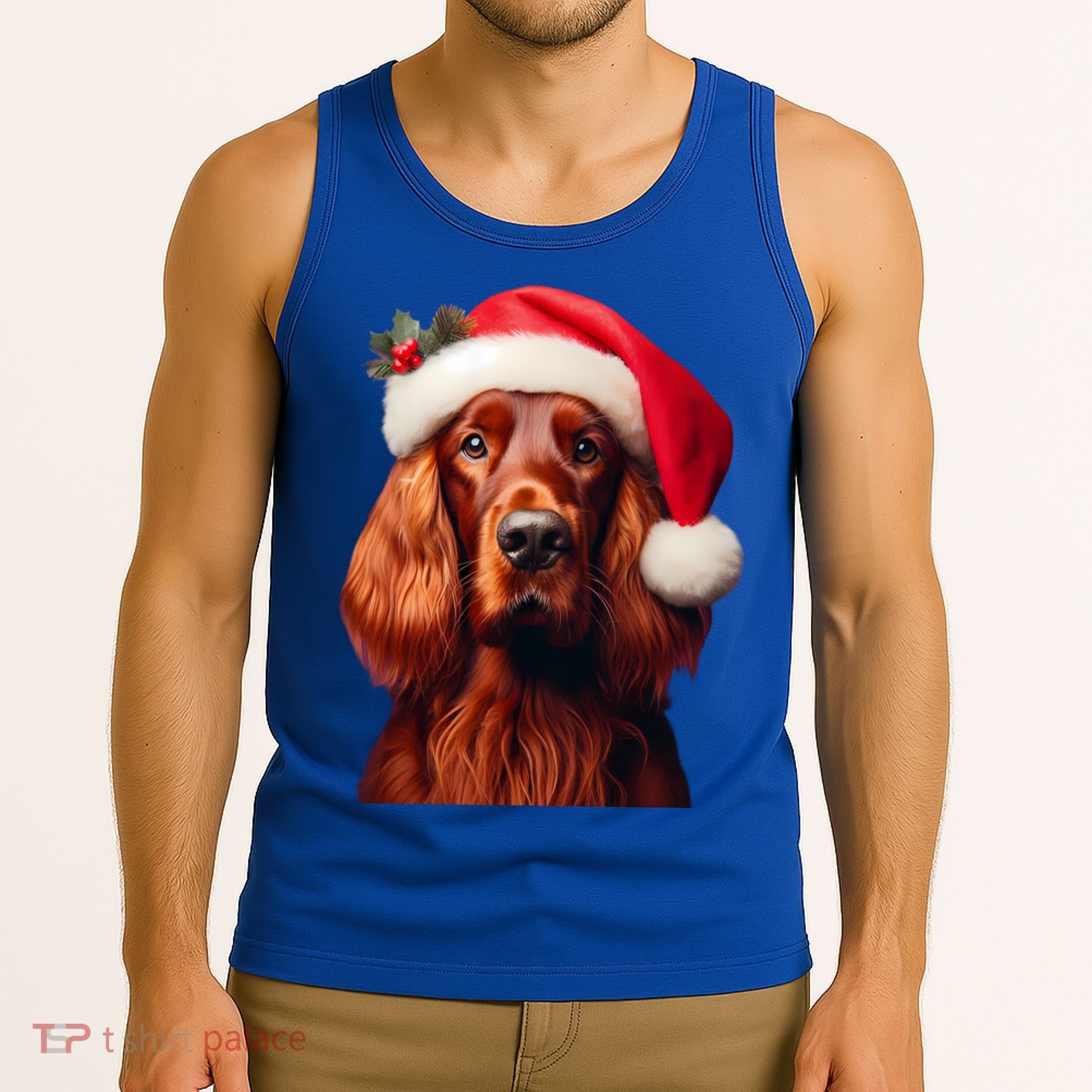 Irish Setter With Santa Hat Christmas Dog Owner Lover Mom Gift Tank Top