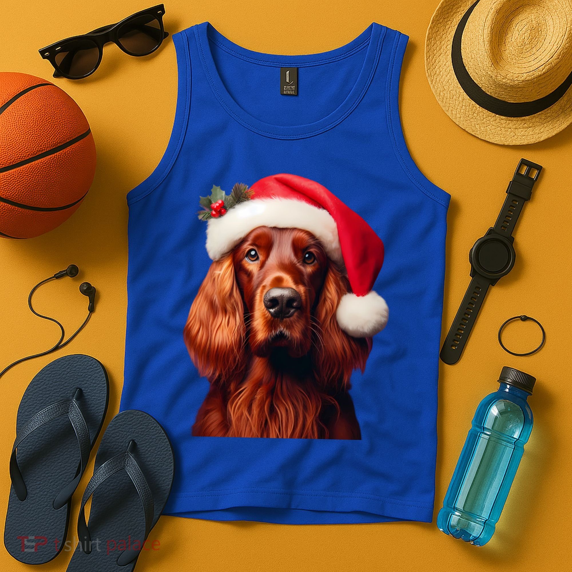 Irish Setter With Santa Hat Christmas Dog Owner Lover Mom Gift Tank Top