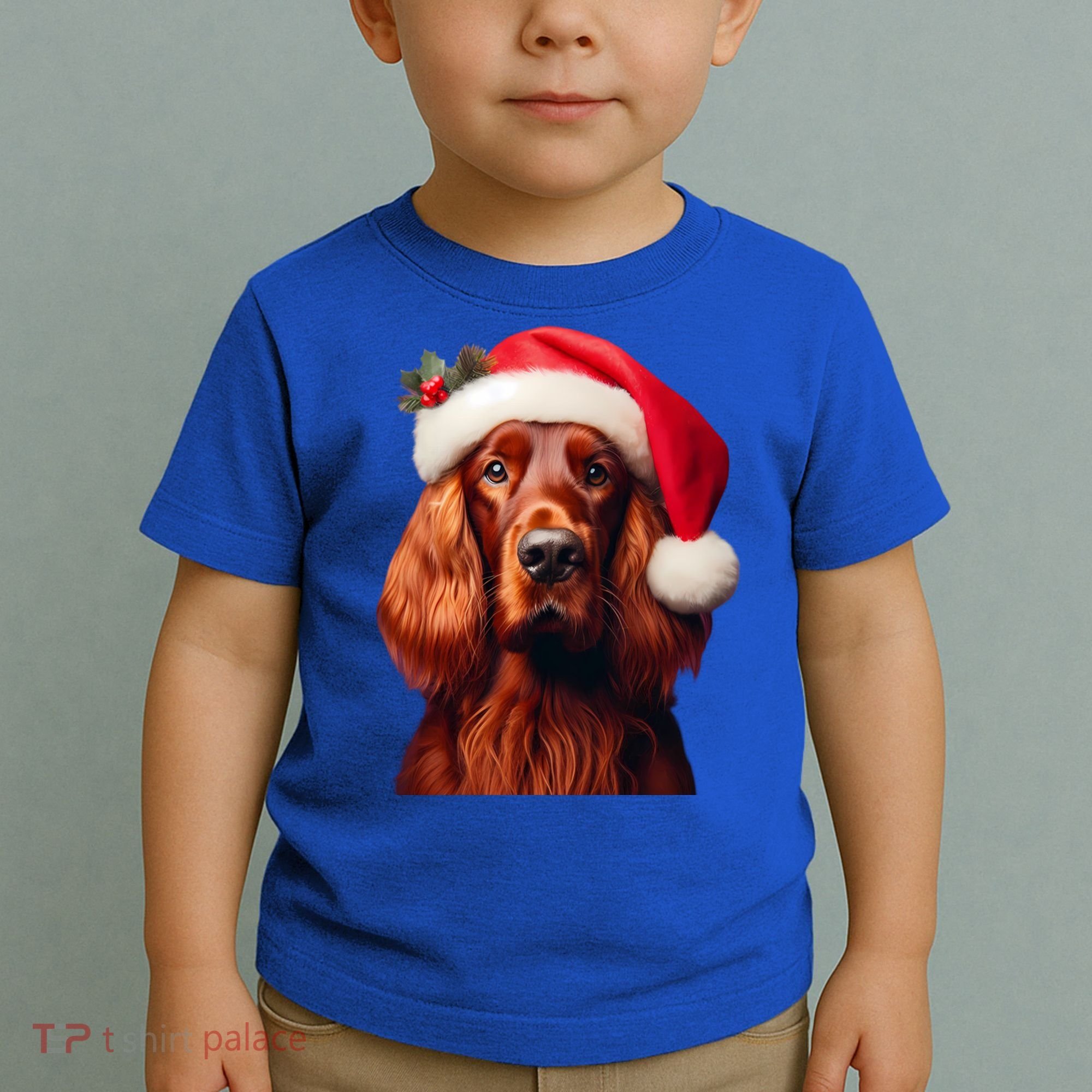 Irish Setter With Santa Hat Christmas Dog Owner Lover Mom Gift Toddler T-Shirt