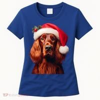 Irish Setter With Santa Hat Christmas Dog Owner Lover Mom Gift Women's T-Shirt thumb 0