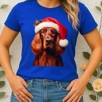 Irish Setter With Santa Hat Christmas Dog Owner Lover Mom Gift Women's T-Shirt thumb 2