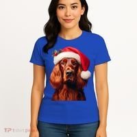 Irish Setter With Santa Hat Christmas Dog Owner Lover Mom Gift Women's T-Shirt thumb 4
