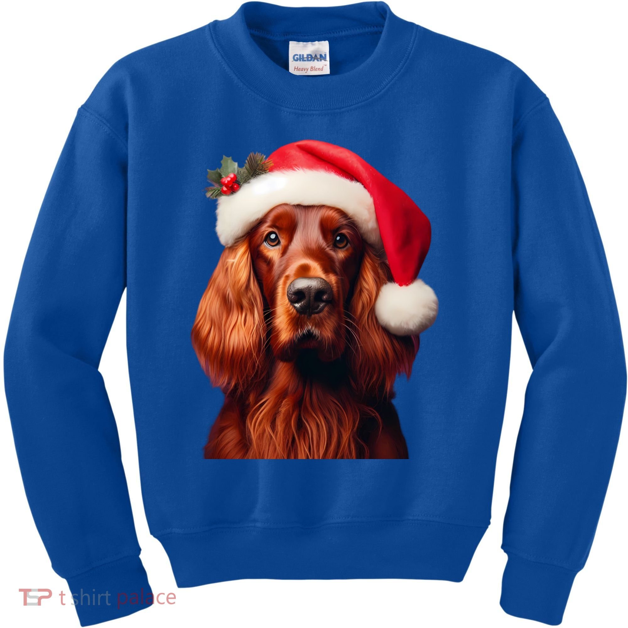 Irish Setter With Santa Hat Christmas Dog Owner Lover Mom Gift Kids Sweatshirt