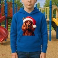 Irish Setter With Santa Hat Christmas Dog Owner Lover Mom Gift Kids Hoodie thumb 2