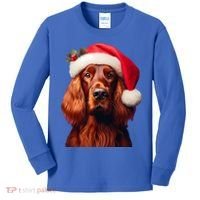 Irish Setter With Santa Hat Christmas Dog Owner Lover Mom Gift Kids Long Sleeve Shirt thumb 0