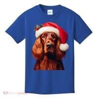 Irish Setter With Santa Hat Christmas Dog Owner Lover Mom Gift Kids T-Shirt thumb 0