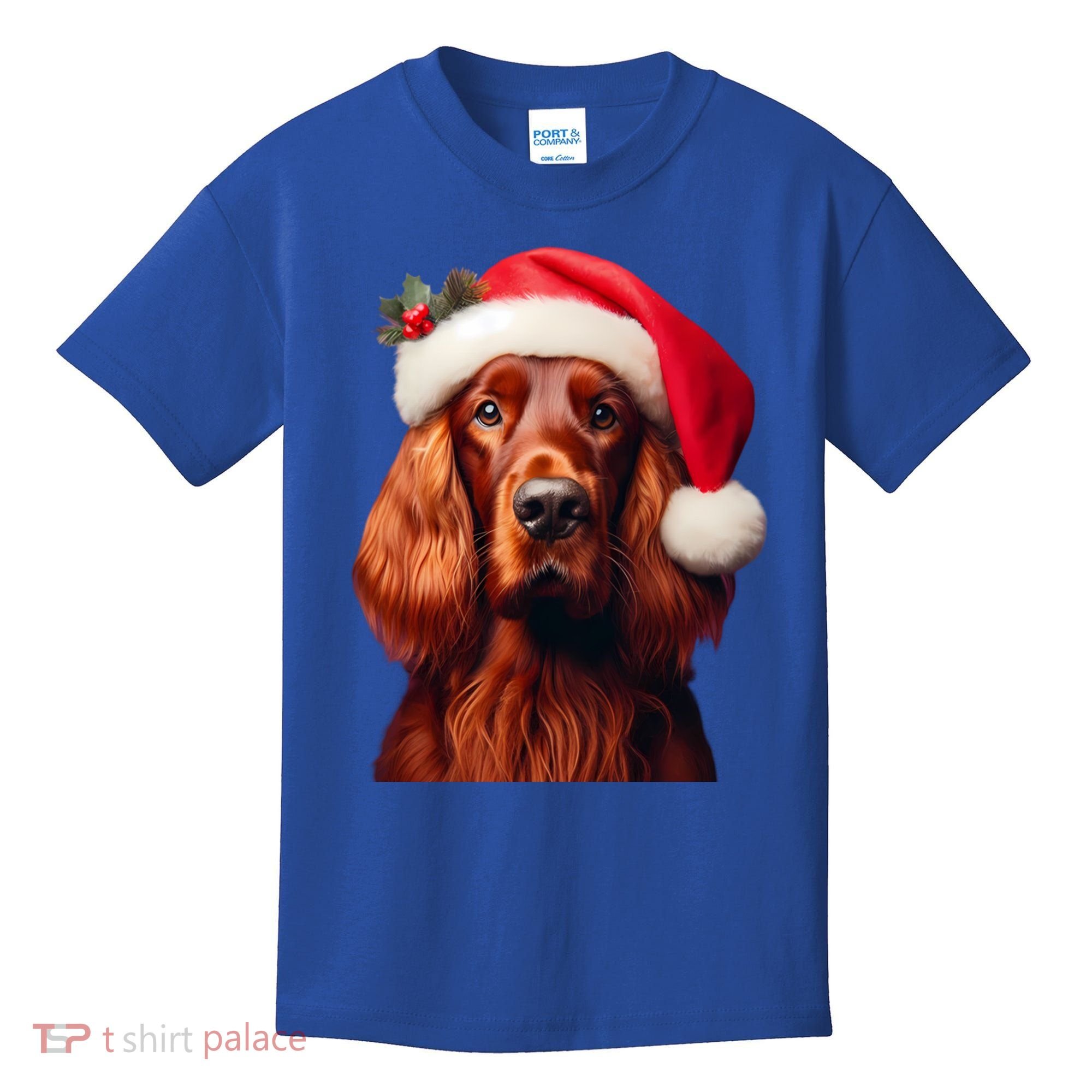 Irish Setter With Santa Hat Christmas Dog Owner Lover Mom Gift Kids T-Shirt