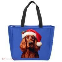 Irish Setter With Santa Hat Christmas Dog Owner Lover Mom Gift Tote Bag thumb 0