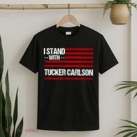 I Stand With Tucker Carlson Vintage American Flag T-Shirt thumb 2