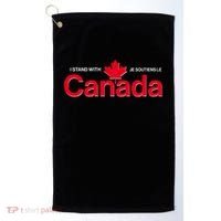 I Stand With Je Soutiens Le Canada English French Golf Towel thumb 0