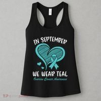 In September We Wear Teal Ovarian Cancer Awareness Heart Women's Tank Top thumb 3