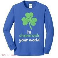 I'll Shamrock Your World Saint St Patrick's Paddys Day Gift Kids Long Sleeve Shirt thumb 0