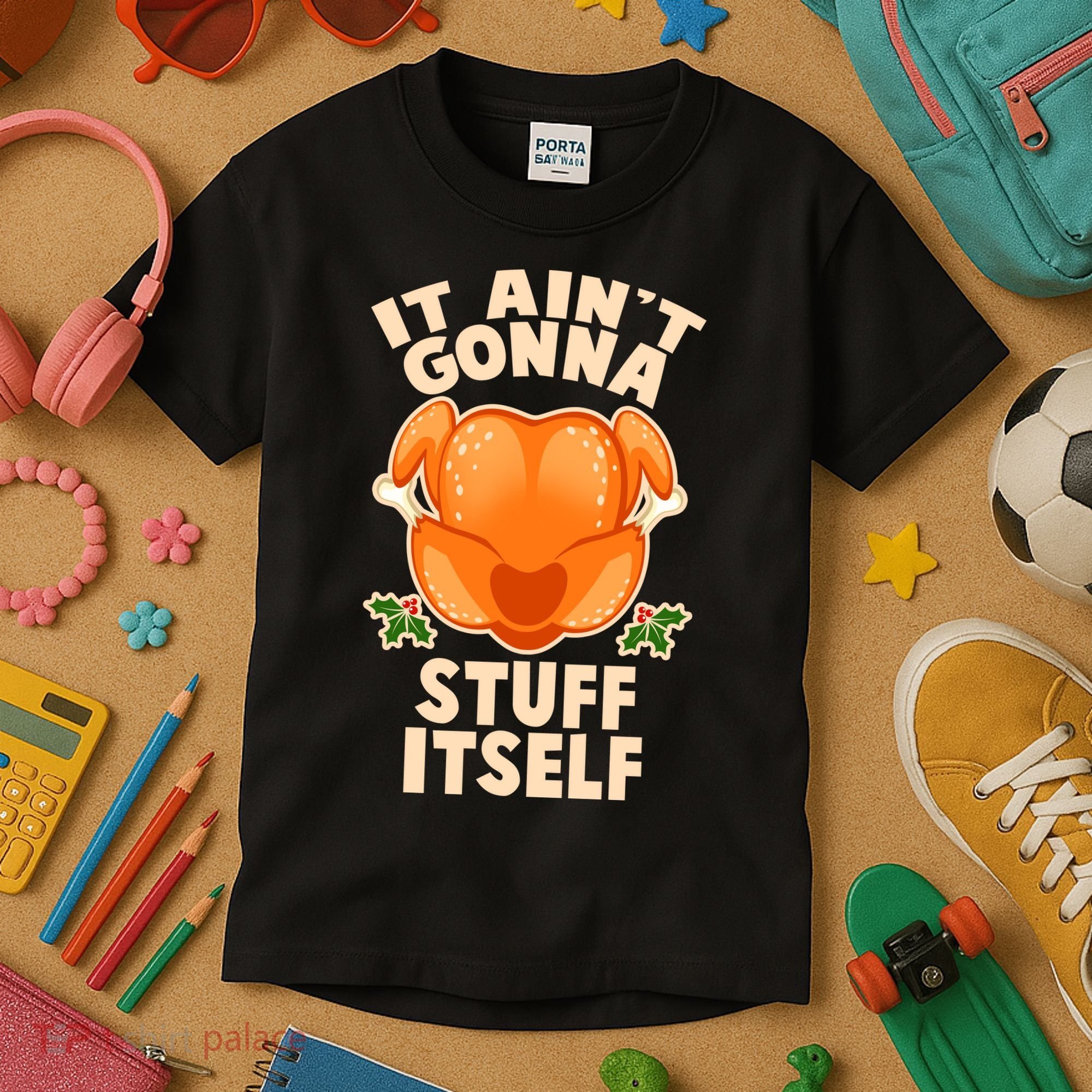 It Ain't Gonna Stuff Itself Thanksgiving Turkey Kids T-Shirt