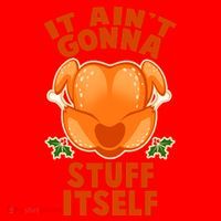 It Ain't Gonna Stuff Itself Thanksgiving Turkey Santa Hat thumb 1