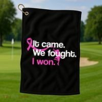 It Came We Fought I Won Breast Cancer Golf Towel thumb 1