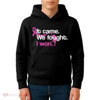 It Came We Fought I Won Breast Cancer Kids Hoodie thumb 4