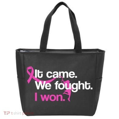 It Came We Fought I Won Breast Cancer Tote Bag