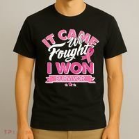It Came We Fought I Won Breast Cancer Survivor T-Shirt thumb 3